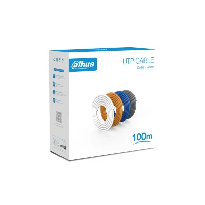 BOBINA/ DAHUA/ PFM920I-6UN-C-100 - BOBINA DE 100 MTS DE CABLE UTP CAT6/ 100 COBRE/ COLOR BLANCO/ CUBIERTA RETARDANTE DE FLAMA CON CERTIFICACIN CE CPR ECA/ IDEAL PARA VIDEO Y REDES/