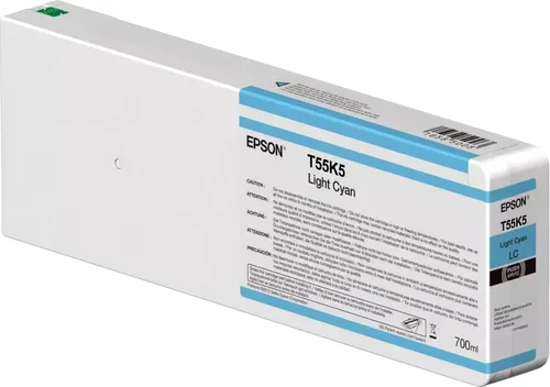 CARTUCHO EPSON MODELO T55K ULTRACHROME HD / HDX CYAN CLARO, PARA PLOTTER P6000/ P7000/ P8000/ P9000 (700 ML)