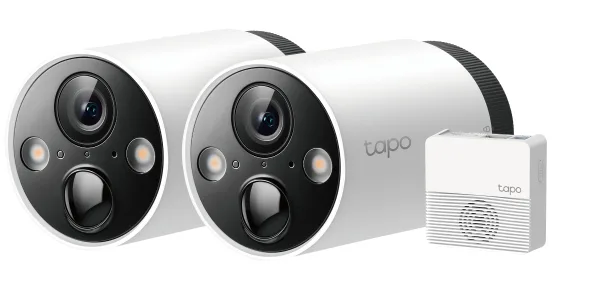CAMARA WIFI TP-LINK TAPO C420S2 KIT 2 CAMARAS PARA EXTERIOR CON BATERIA RECARGABLE RESOLUCION 2K 1080P IP65 A PRUEBA DE AGUA VISION NOCTURNA AUDIO BIDIRECCIONAL
