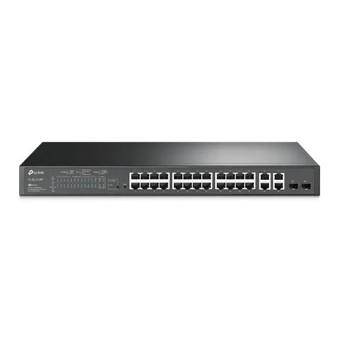 SWITCH TP-LINK TL-SL2428P 24 PUERTOS RJ45 10/100 MBPS POE CON 2 PUERTOS RJ45 GIGABIT Y 2 RANURAS SFP GIGABIT COMBO NO ADMINISTRABLE PARA RACK 19 PULGADAS