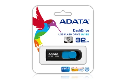 MEMORIA ADATA 128GB USB 3.2 UV128 RETRACTIL NEGRO-AZUL AUV128-128G-RBE