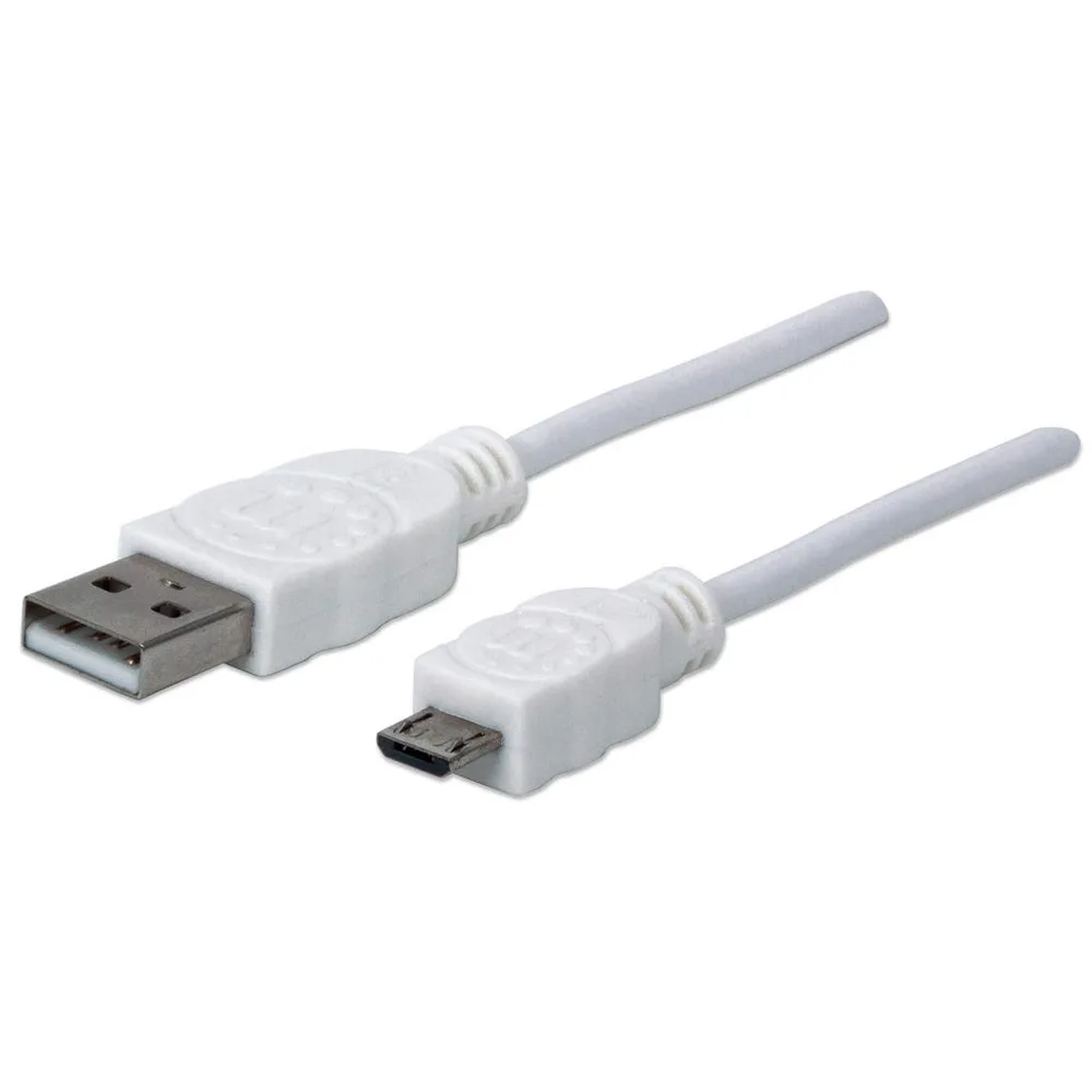 CABLE USB,MANHATTAN,323897, V2 A-MICRO B, BOLSA PVC 1.0M BLANCO