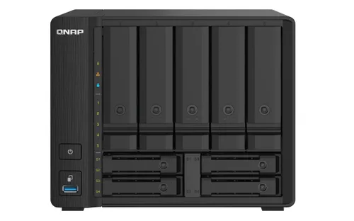 NAS QNAP TS-932PX-4G/ 9 BAHIAS SATA HDD DE 3,5 Y DE 2,5/ NUCLEO CUADRUPLE 1.7GHZ/4GB DDR4 SODIMM AMPLIABLE A 16GB/2 PTO 2,5 GBE /2 PTO 10 GBE /USB 3.2 X3/ HOTSWAP/ NO INCLUYE DISCO
