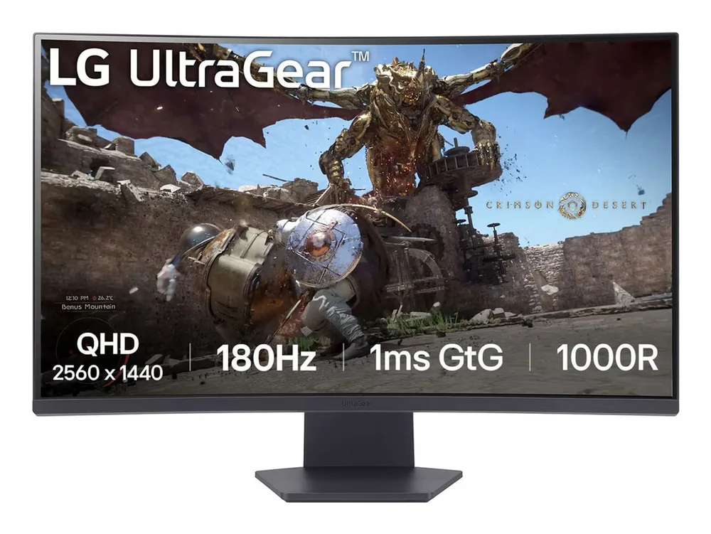 MONITOR LG ULTRAGEAR 32GS60QC GAMER CURVO QHD 31.5,PANEL VA, 2560X1440, 180HZ, TR 1MS, CURVATURA 1000R, HDR10, AMD FREESYNC, ASPECTO 16:09, CONTRASTE 3000:1, DISPLAYPORT, HDMI, MONTAJE 100X100