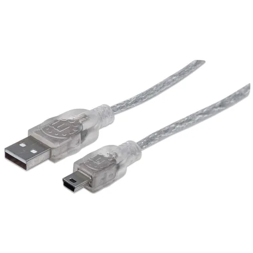 CABLE USB,MANHATTAN,333412, V2.0 A-MINI B 1.8M PLATA