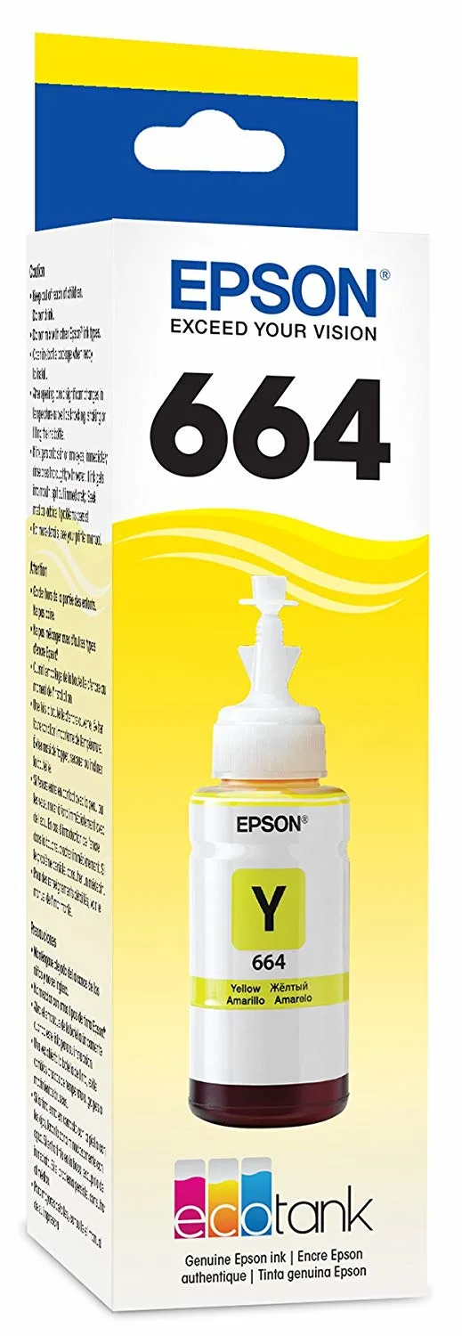 CARTUCHO EPSON MODELO 664 AMARILLO, PARA L110, L200, L210, L350, L355, L555, L300, L1300
