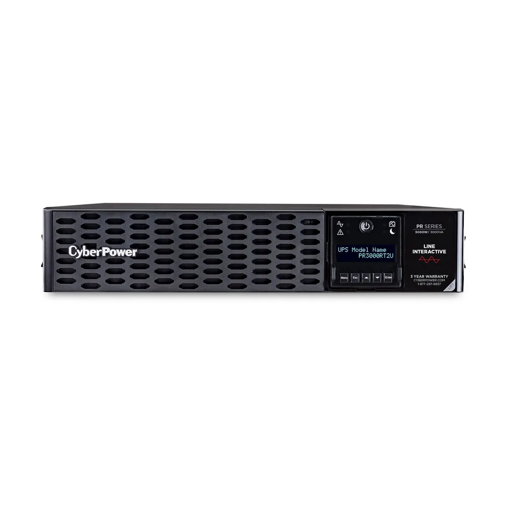 NO BREAK CYBERPOWER PR3000RT2U 3000VA / 3000W, RACK /TORRE, 2U, 8 NEMA 5-20R 1 NEMA L5-30R, SENOIDAL PURA, GARANTA 3 AÑOS, INCLUYE BATERA.