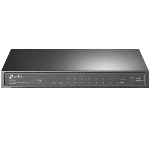 SWITCH | TP-LINK | TL-SG1210P | 8 PUERTOS | RJ45 GIGABIT 10/100/1000 MBPS POE CON 1 PUERTO RJ45 GIGABIT Y 1 RANURA SFP GIGABIT NO ADMINISTRABLE PARA ESCRITORIO