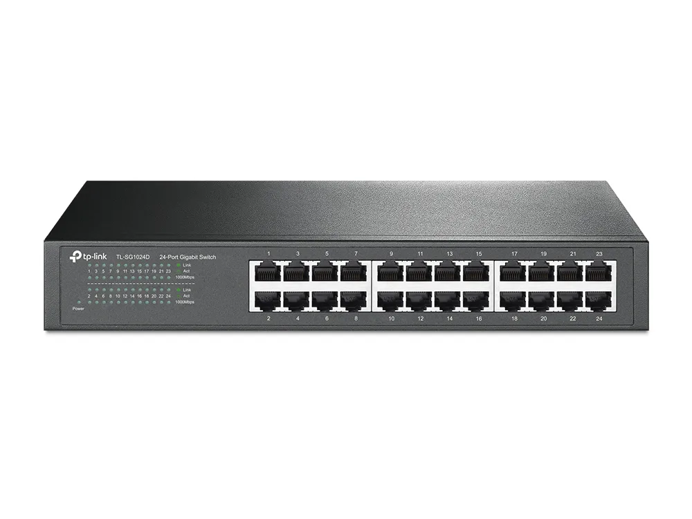 SWITCH | TP-LINK | TL-SG1024D | 24 PUERTOS RJ45 GIGABIT 10/100/1000 | NO ADMINISTRABLE |PARA ESCRITORIO O RACK 13 PULGADAS