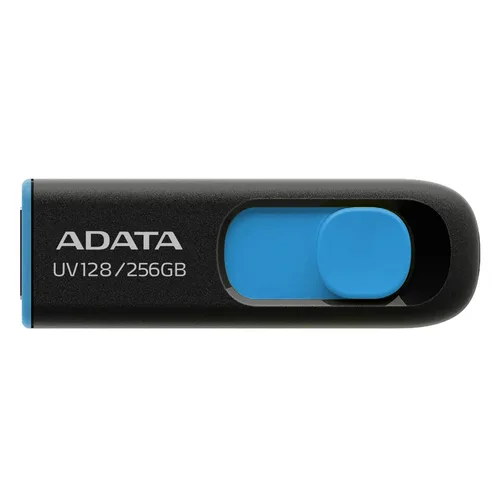 MEMORIA ADATA 256GB USB 3.2 UV128 RETRACTIL NEGRO AZUL AUV128-256G-RBE