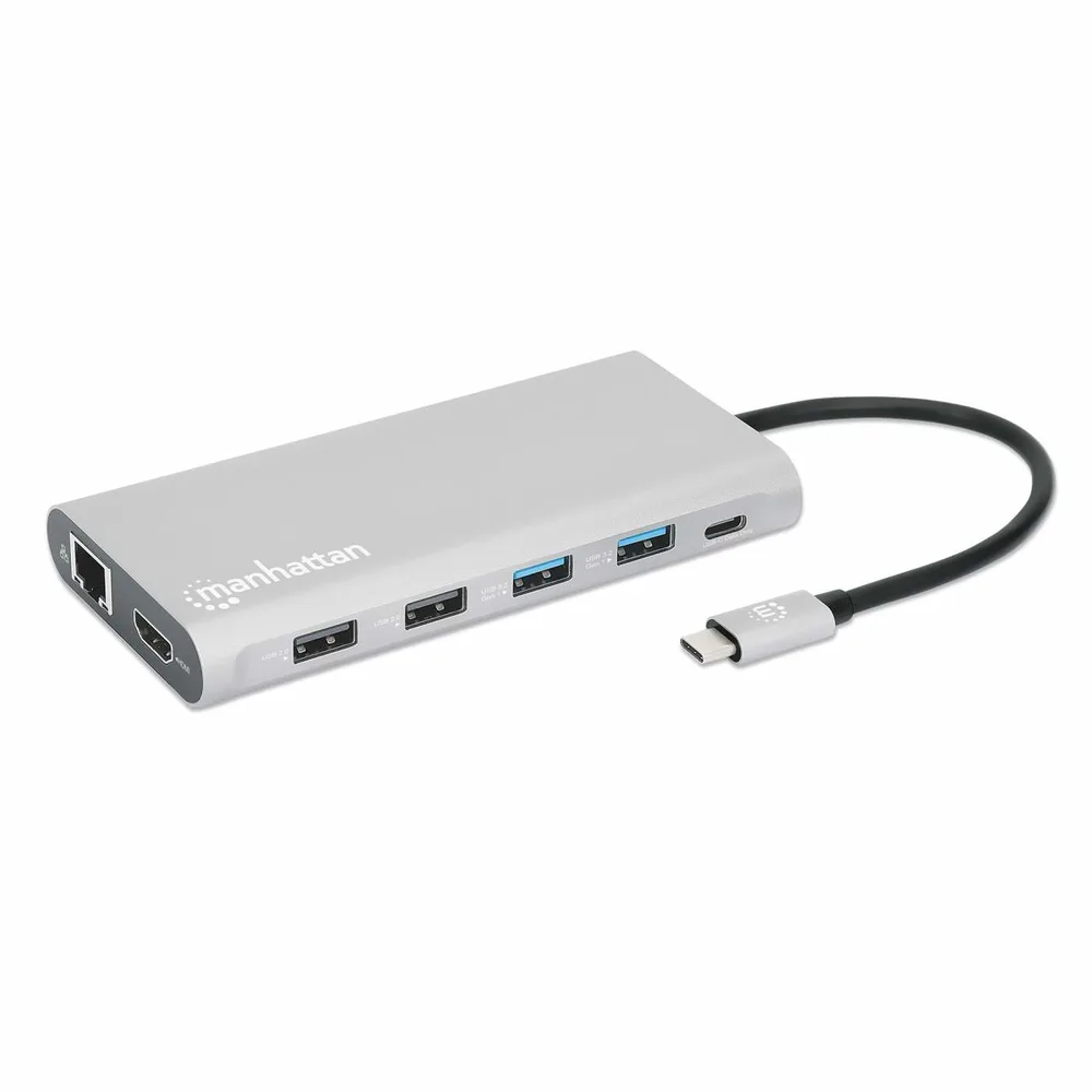 DOCKING USB,MANHATTAN,130660,-C 12 PTOS, HDMIX3, USB-C PD/USB-C/2XUSBV3.2/2XUSBV2.0, RED/SD/MICRO SD