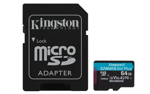 MEMORIA FLASH MICRO SD KINGSTON SDXC CANVAS GO PLUS 64GB 200MB/S UHS-I U3 V30 C/ADAPTADOR (SDCG4/64GB)