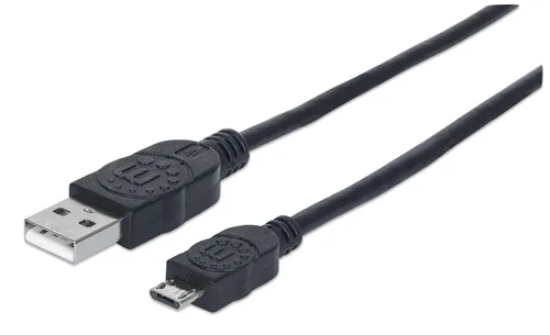 CABLE USB,MANHATTAN,325677, V2 A-MICRO B, BOLSA PVC 0.5M NEGRO