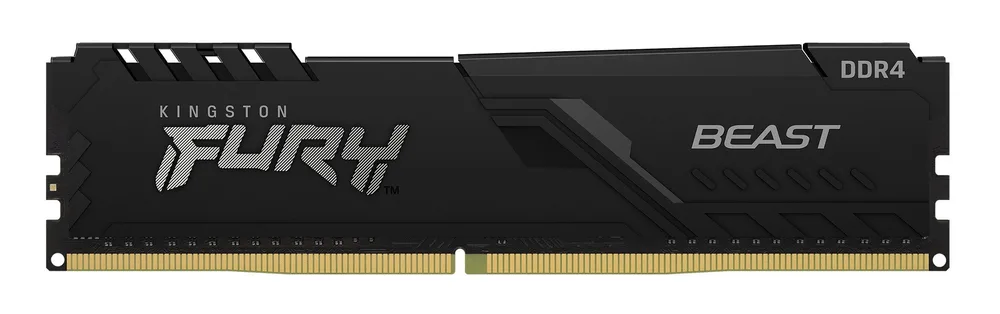 MEMORIA RAM KINGSTON DIMM DDR4 8GB 3200MT/S FURY BEAST BLACK CL16 288PIN 1.35V C/DISIPADOR DE CALOR P/PC/GAMER/ALTO RENDIMIENTO KF432C16BB/8