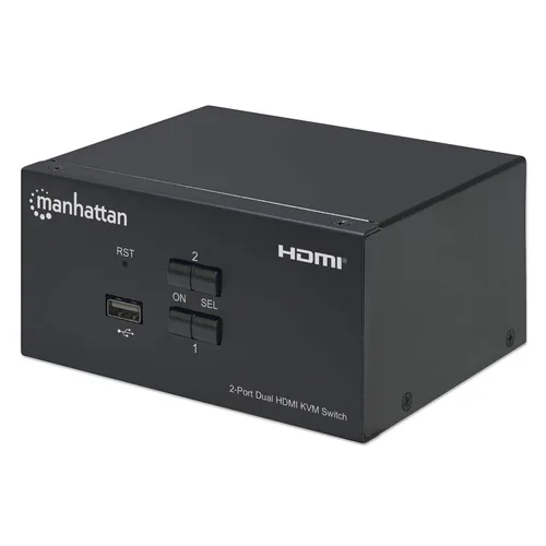MUX KVM,MANHATTAN,153522, HDMI DOBLE MONITOR 2:1,  4K@30MHZ USB2.0 AUDIO