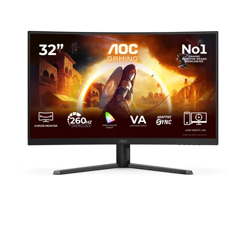 MONITOR AOC GAMER CURVO 32 / C32G42ZE / PANEL VA / 240 HZ / T.R. 4 MS GTG / 0.3 MS MPRT / ADAPTIVE SYNC  / HDMI / VGA / DP / ASPECTO 16:9 / RESOLUCION 1920 X 1080 / BRILLO 300 CD/M2 / VESA