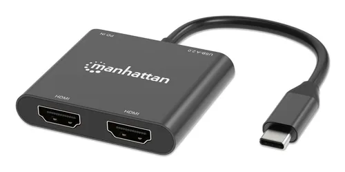 ADAPTADORES/MANHATTAN/154321/CONVERTIDOR USB-C A HDMI 2 PUERTOS 4K - MST