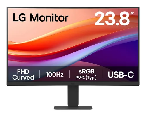 Monitor LED LG 24U421A-B Curvo FHD 23.8,USB-C,100HZ,PANEL VA,1920X1080,16:9,SRGB 99%,250CD