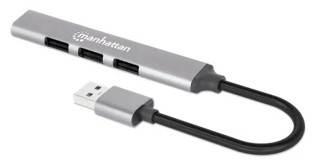 HUB USB,MANHATTAN,168427, V2.0  3 PTOS Y V3.0 1 PTO, ALUMINIO GRIS ESPACIAL