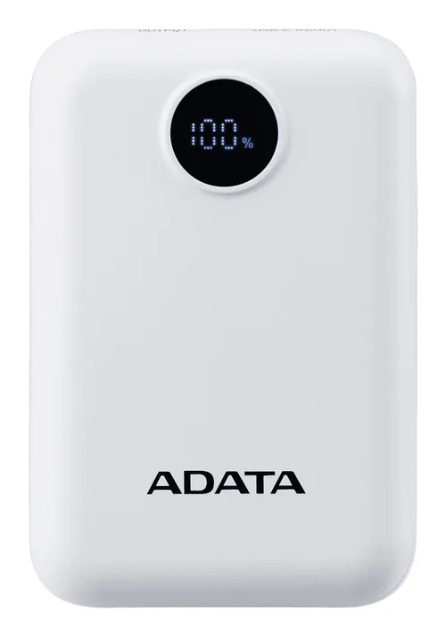 BATERIA DE RESPALDO ADATA POWER BANK C10022 10000MAH ENTRADA USB TIPO C Y USB TIPO A BLANCA PC1002212WH
