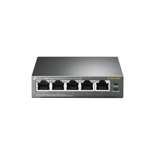 SWITCH TP-LINK TL-SG1005P 5 PUERTOS RJ45 GIGABIT 10/100/1000 MBPS NO ADMINISTRABLE CON 4 PUERTOS POE PARA ESCRITORIO