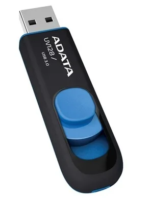 MEMORIA ADATA 64GB USB 3.2 UV128 RETRACTIL NEGRO-AZUL (AUV128-64G-RBE)