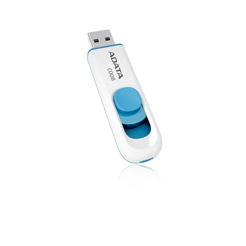 MEMORIA ADATA 16GB USB 2.0 C008 RETRACTIL BLANCO-AZUL (AC008-16G-RWE)